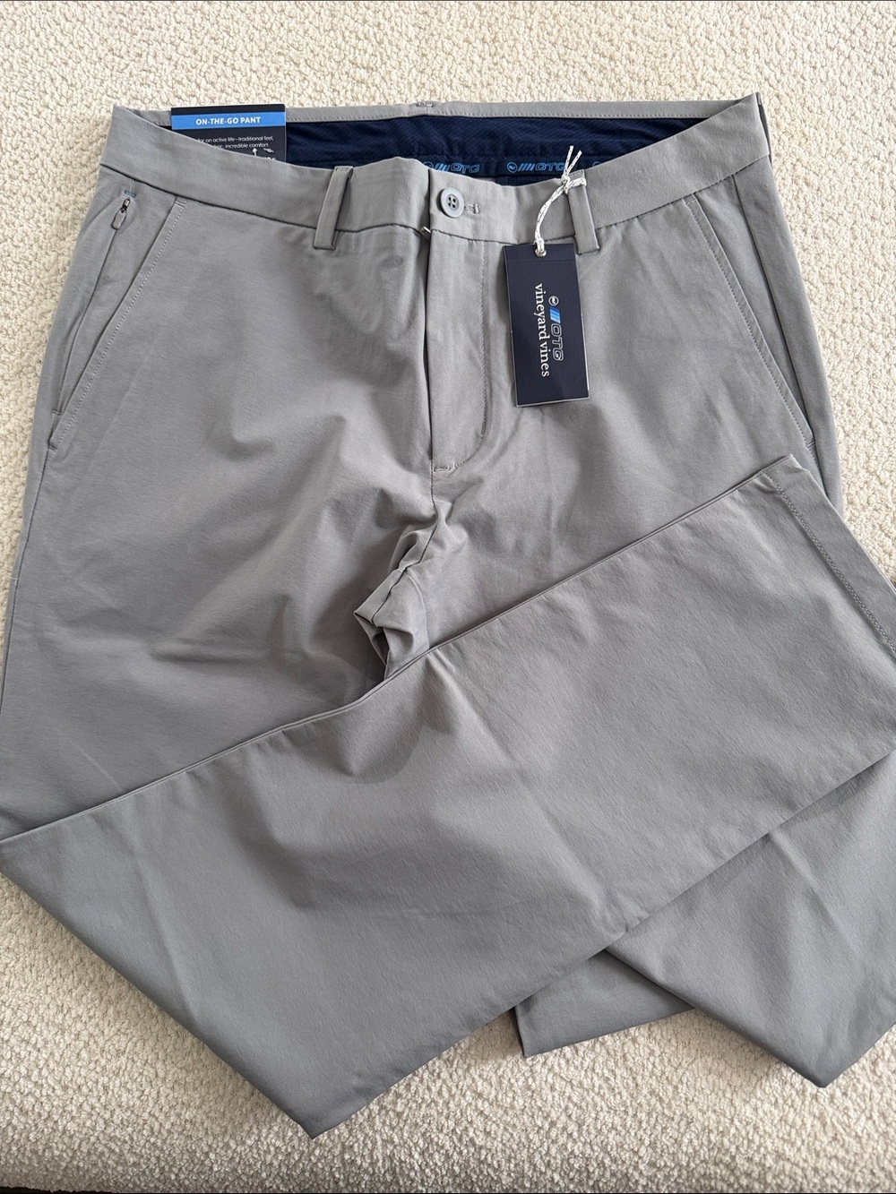 Vineyard Vines On-The-Go Pant Gray Stretch Chinos 33x32 **NWT**